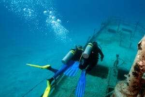 Two divers on Nitrox over a wreck