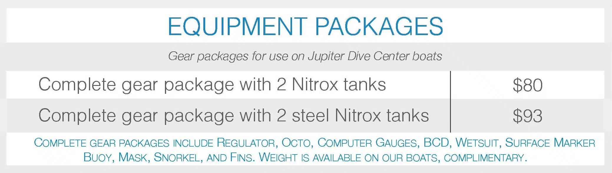 JDC Equipment Packages Pricing 2026